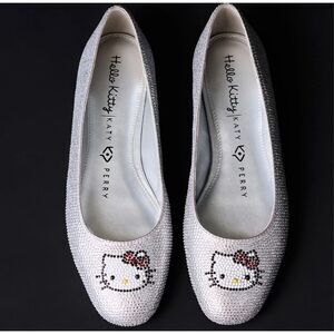 Hello Kitty x Katy Perry Rhinestone Crystal Ballet Flats Bling Shoes womens 9
